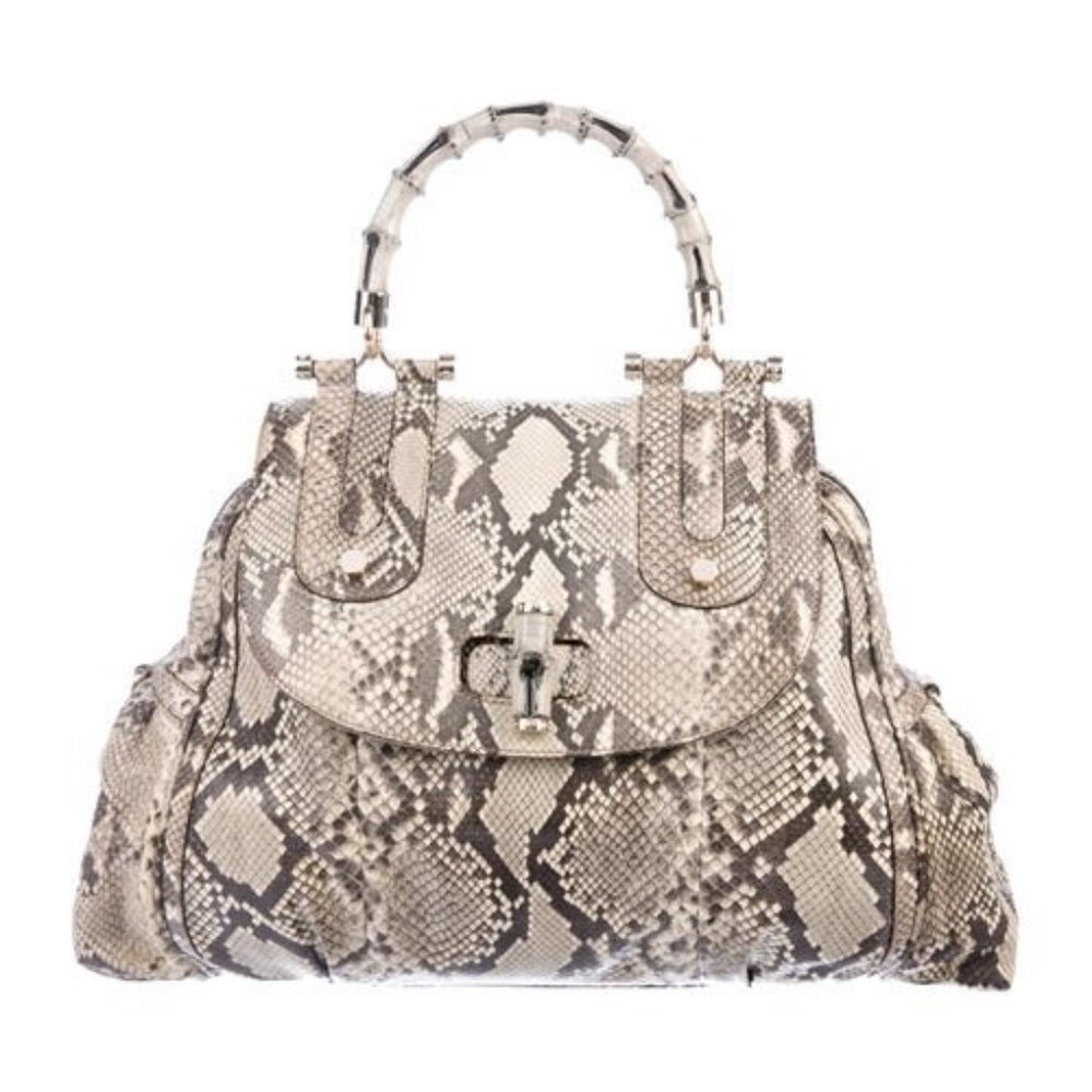 Gorgeous Authentic Gucci Python Bamboo Bag With Sh - image 1